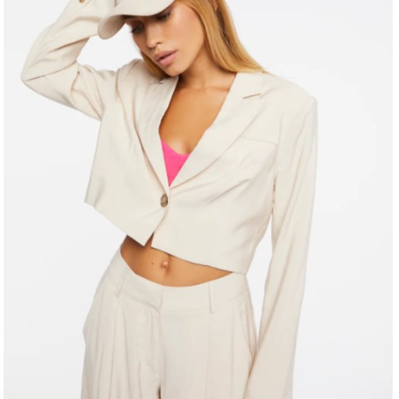 Forever 21 Cropped Blazer Size Small Cream NWT - Picture 6 of 8